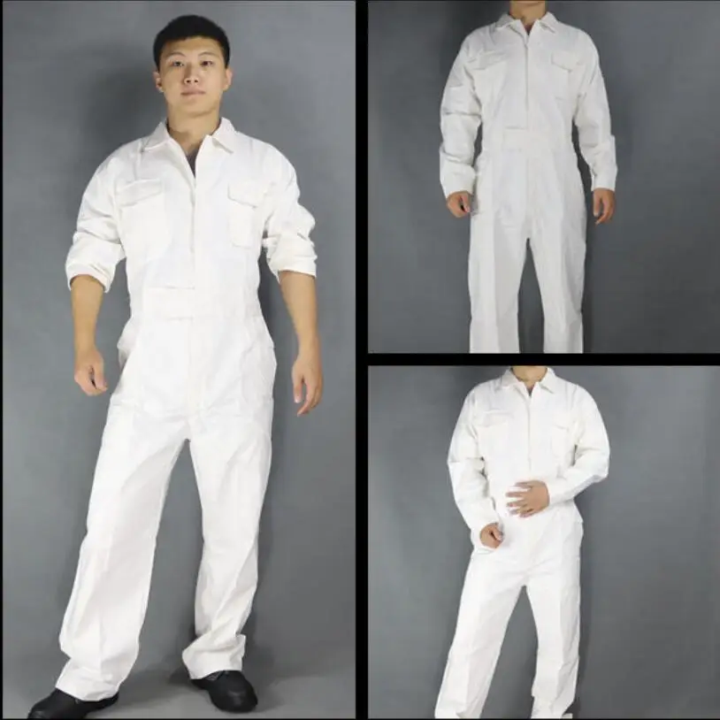 Men's 100 Cotton one piece jumpsuits tide mens tooling white Work