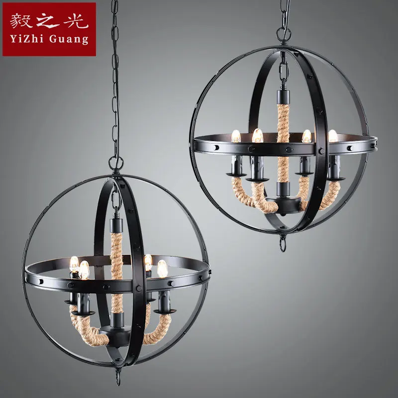 

ways is a globe spherical 4 head droplight hemp rope dining-room lamp sitting room lamps and lanterns of lighting