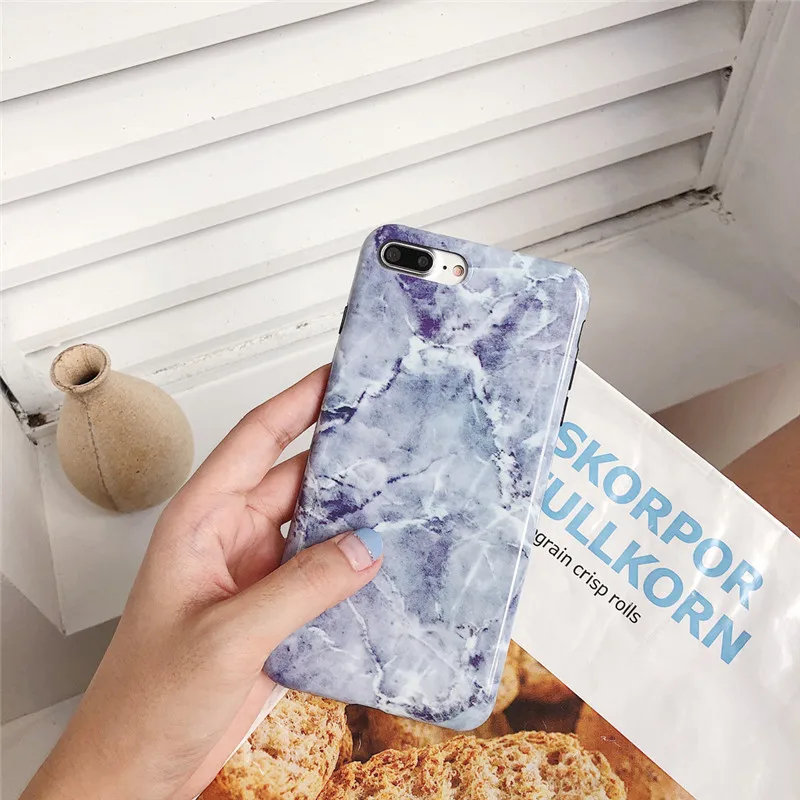 LUDI Vintage Marble Pattern Phone Case for iPhone 7 Cases for iPhone X 6 6s 8 7 Plus Soft Silicon Black Blue Glossy Coque Capas 06