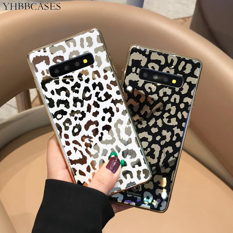 YHBBCASES роскошный золотой Леопардовый стеклянный чехол для телефона samsung Galaxy S10 S9 Plus покрытие мягкая рамка Чехлы для samsung Note 8 9