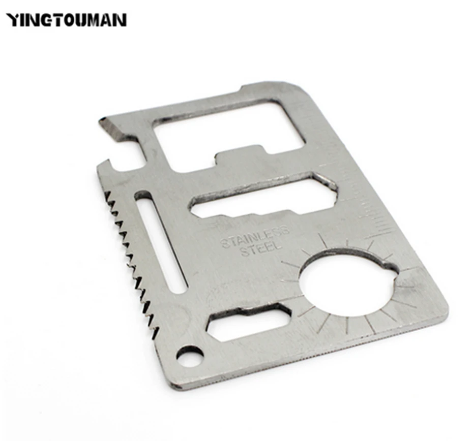 

YINGTOUMAN 11 in 1 Multifunction Outdoor Hunting Survival Camping Pocket Military Credit Card Knife Silver