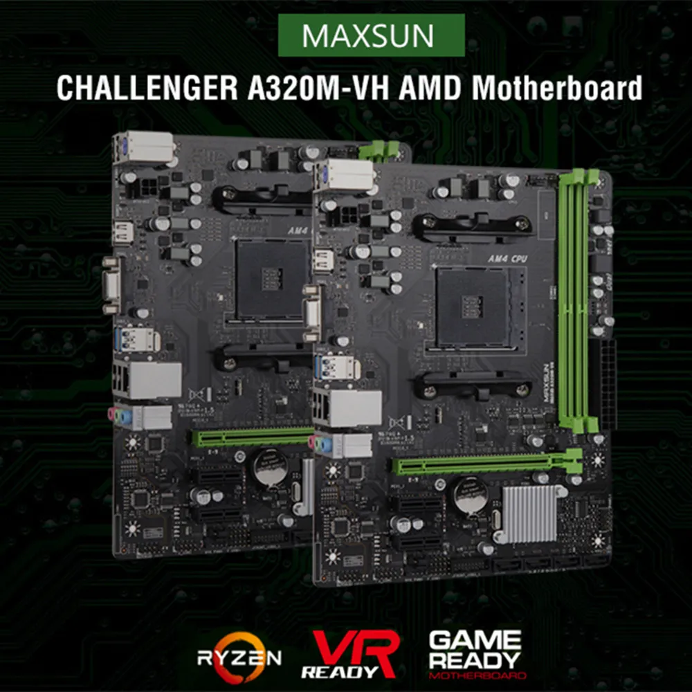 

Original MAXSUN A320M-VH AMD Motherboards M-ATX Dual Channel DDR4 SATAIII USB3.1 Motherboard Five-Phase Power AM4 Interface