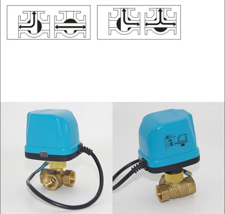 2-полосная/3-сторонний Выход AC 220V латунь Электрический моторизованный шаровой клапан 3 провода 2 управления нить DN15/20/25/32/40/50 для газовых, нефтяных труб