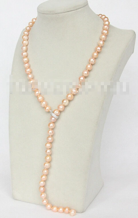 

Free shipping >>>>>>natural 24" 10mm baroque near round pink pearls necklace E2984