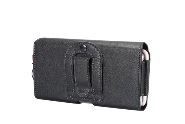 Horizontal Man Strap Belt Clip Dual Mobile Phone Leather Case Card
