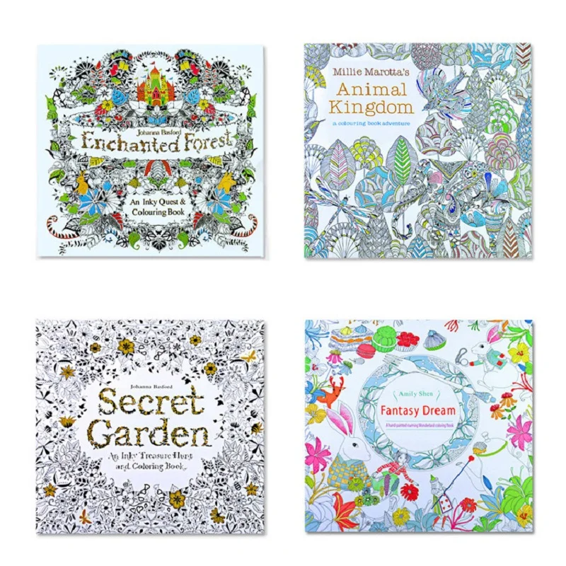 4pcs English Edition Secret Garden Fantasy Dream Animal
