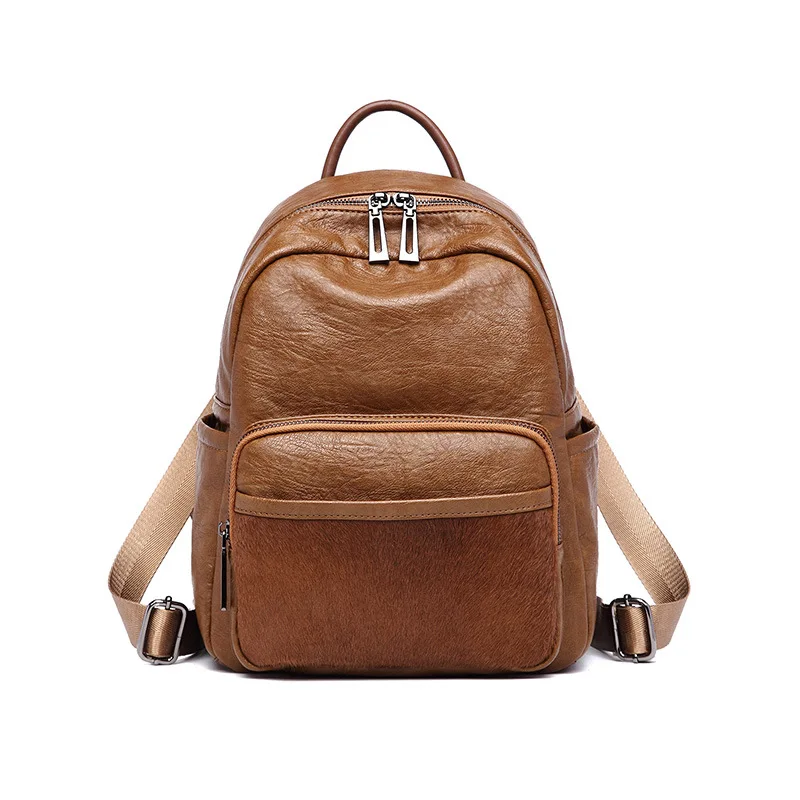 

Women Backpack High Quality Leather Pure Color Backpacks School Bags for Teenagers Girls Backpacks Fashion Travel Leisure C482