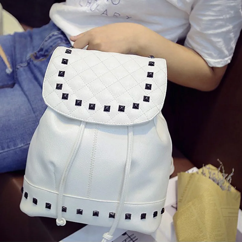 

Free Shipping New 2017 Fashion PU Pink Black Simple Small Student Backpack Cheap Backpacks BB032