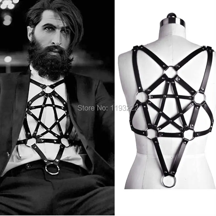 unisex-feito-a-mao-moda-estrelas-de-couro-ligas-pentagrama-corpo-busto-arnes-de-bondage-cinto-preto-arnes