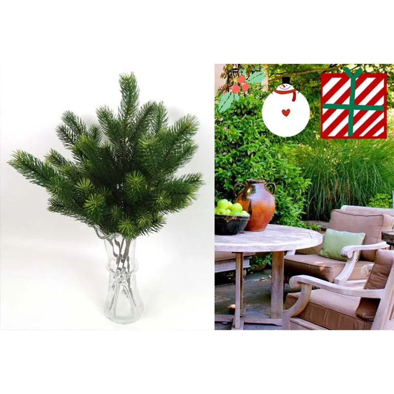 Пластиковые ветки сосны, искусственные ветви рождественской елки, украшения для дома, зеленые искусственные растения, вечерние украшения для сада и магазина