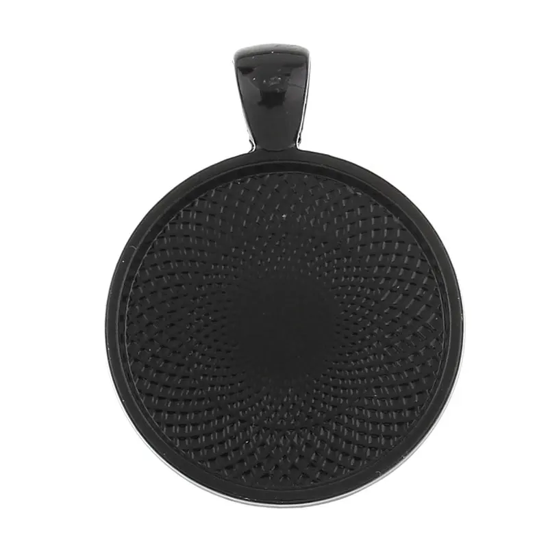 

DoreenBeads Zinc metal alloy Charm Pendants Round Black Cabochon Settings (Fits 25.0mm) 3.6cm(1 3/8") x 28.0mm(1 1/8"), 1 Pc