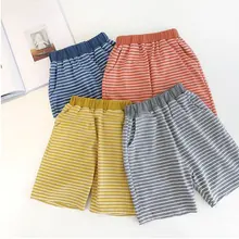 Детская одежда; шорты для мальчиков; Верхняя одежда; Детские повседневные брюки; летние хлопковые мягкие пляжные шорты в полоску для маленьких мальчиков; брюки