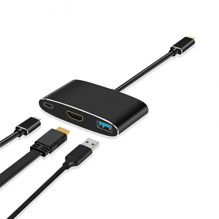 3 в 1 type-C к HDMI/USB C/DP концентратор адаптер конвертер кабель для MacBook, ПК, ноутбук QJY99