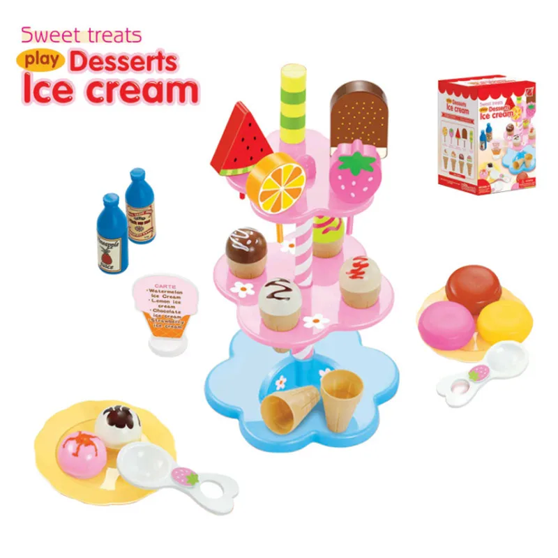 New 1 Set Pretend Play Toy Plastic Simulation Colourful Ice Cream Toy