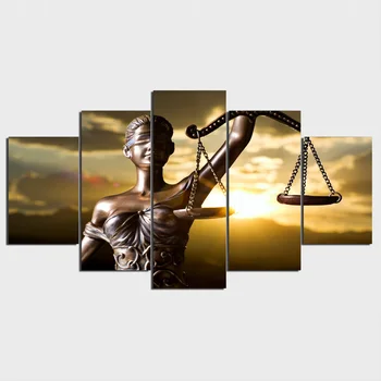 

5 piece Canvas Painting with the image of Themis, goddess of justice HD Printed room decor wall pictures for bedroom