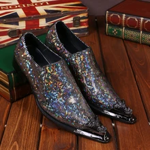 Christia Bella Britischen Marke Männer Schuhe Aus Echtem Leder Business Kleid Schuhe für Männer Silber Glitter Party Männer Flache Schuhe Oxfords