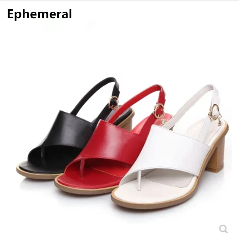 

Lady Elegant Crystal Buckle genuine Full grain leather peep toe big size(4-12)thick Wedges high heeled women sandals Thongs girl