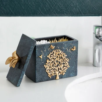 

Resin Tree Pattern with Toothpick Holder Container Cotton Swab Box Case Tooth Pick Box Cotton Swab Holder Box For a Toothpicks