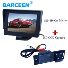 2 in 1 HD CCD macchina fotografica di retrovisione parcheggio camera + 4.3 “HD 800*480 Monitor Dello Specchio di Automobile monitor posteriore per Hyundai IX35 Anno 2014