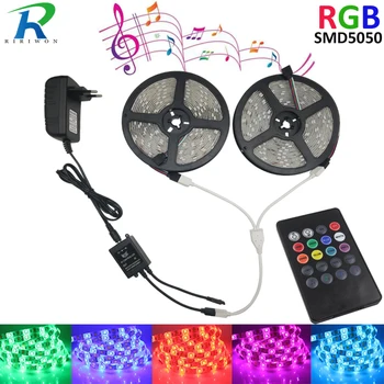 

RGB LED Strip SMD 5050 Strip Lighting Waterproof 10m 30leds/m Multicolor Tape Ribbon+IR music Remote Controller+DC 12v Adapter