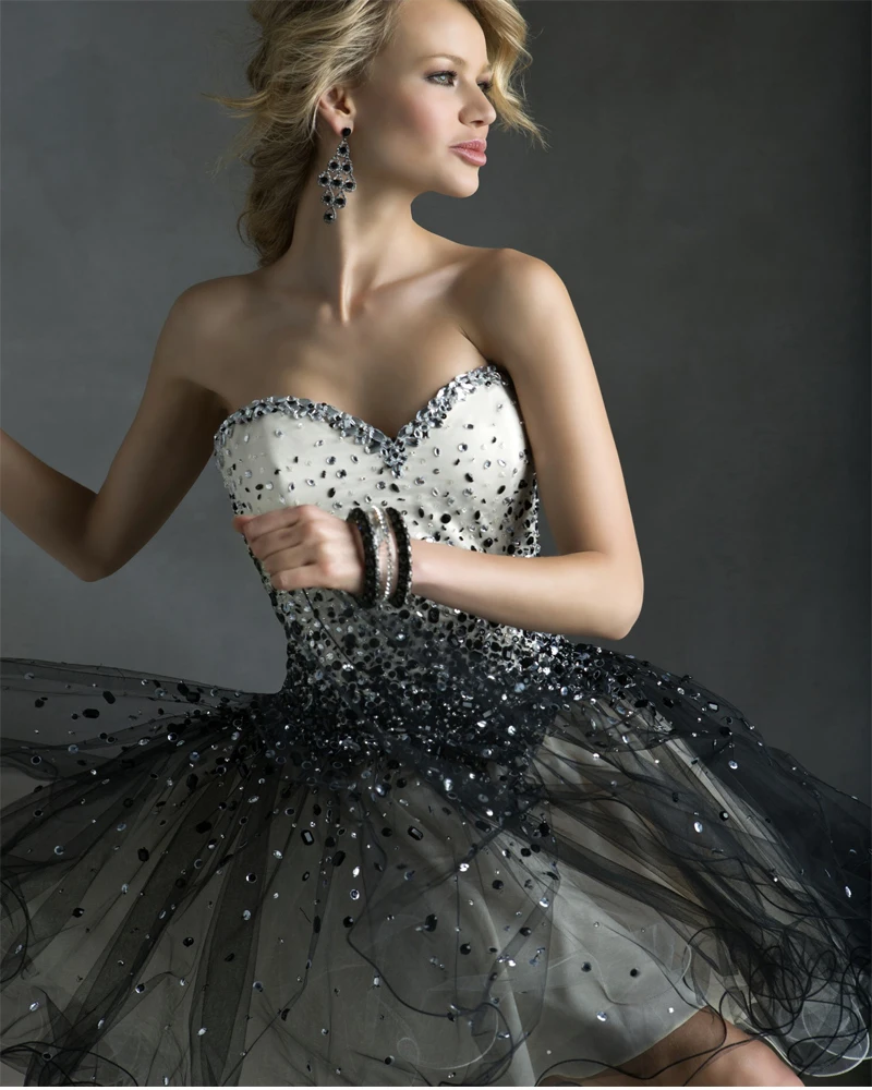 black and white short formal dresses