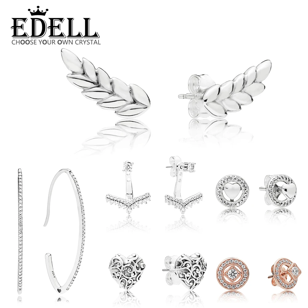 

EDELL 100% 925 Sterling Silver ROSE VINTAGE ALLURE FOREVER HEART EARRING CURVED GRAINS EARRING PRINCESS WISHBONE EARRING STUDS