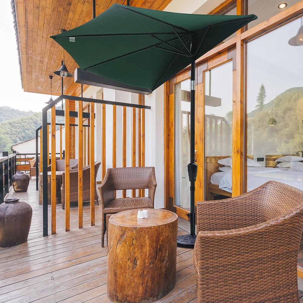 Yescom 10ft Green Outdoor Patio Half Umbrella Cafe Wall Balcony Door 5 Ribs Tilt Aluminum Sun Shade Patio Umbrellas Bases Aliexpress