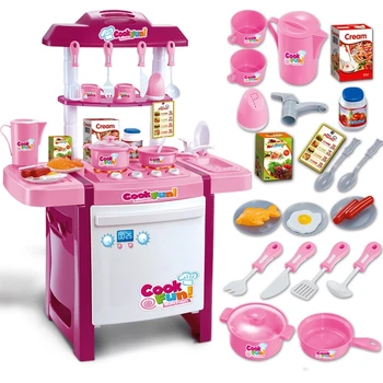 

25 Kinds Tableware Fittings Arrival Child Classic Pretend Play Imitate Chef Light Kitchen Sets COOK FUN Game Girl Gift