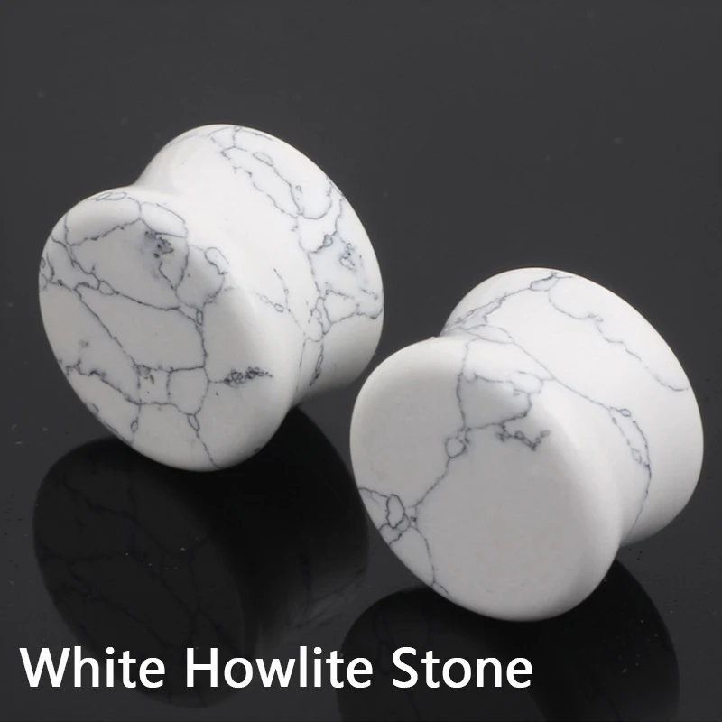 

White Howlite Stone Ear Expander Flesh Tunnels Organic Stone Lobe Plugs Gauges Stretcher Body Piercing Jewelry Oreja 5mm-25mm
