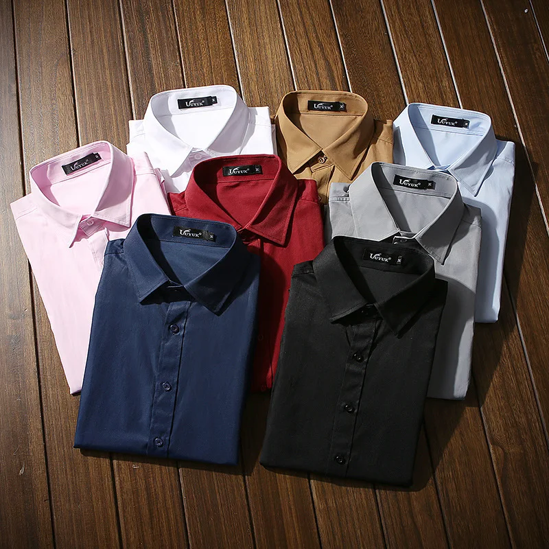 

2017 Men's Wear New Pattern Korean Solid Color men Shirt dress Business Affairs Leisure Time Man camisa masculina Free shipping