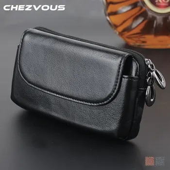 

CHEZVOUS Universal 4.0-6.0 Belt Clip Pouch Genuine Leather Case for Iphone5 6 7 8/plus Phone Wallet for Samsung S8 S7 S6 S5/plus