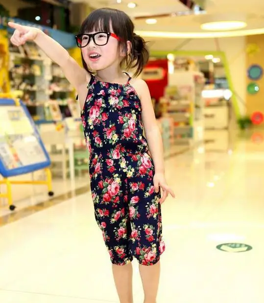 Детская одежда для девочек с длинными рукавами и цветочным узором на комбинезон на подтяжках брюки хлопок Цветочный принт детский летний наряд 5 p/l