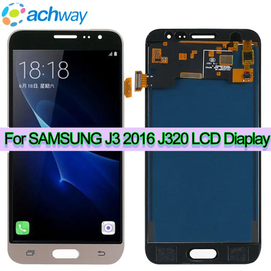 ЖК-дисплей с регулируемой яркостью для Samsung Galaxy J3 2016 J320 J320F J320P J320A сменный