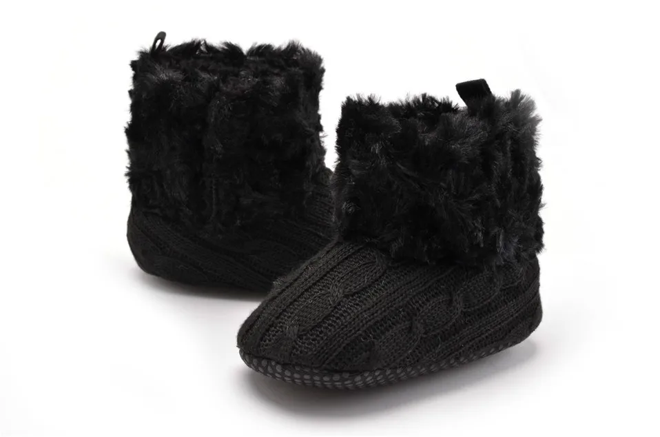 Зимние теплые первые ходунки детские лодыжки младенческие сапоги для снега кроше вязаный флисовый детская обувь для мальчиков и девочек