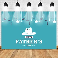 Father's Day Backdrop for Photography Photocall Love Dad Party Background Blue Theme Backdrops Hat Beard Crown Customized