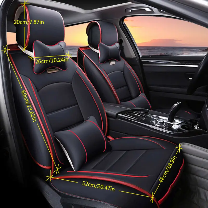 Glcc универсальный чехол для автомобильного сиденья из искусственной кожи, полная передняя+ задняя подушка, 5 сидений, водонепроницаемая подушка для сиденья автомобиля, защита