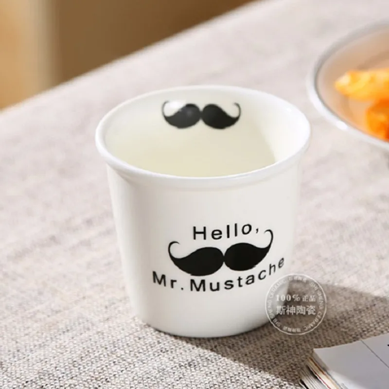 Mustache Coffee Mug Funny Novelty travel mug Ceramic white coffee milk