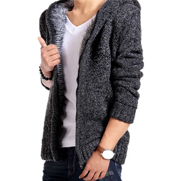 Rlyaeiz зимняя куртка для мужчин плюс бархатное утепленное тонкое пальто теплые вязаные куртки с капюшоном Мужская парка верхняя одежда
