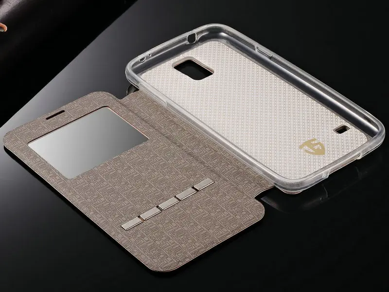 Кожаный чехол книжка TANZ с окошком для просмотра Samsung Galaxy S5 S3 S4 G530 функцией