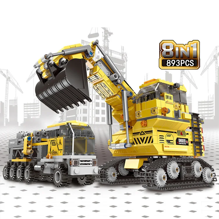 

Technics city 8in1 Engineering vehicle Giant excavator Heavy truck moc building block Crane Dump truck Bulldozer DIY toys