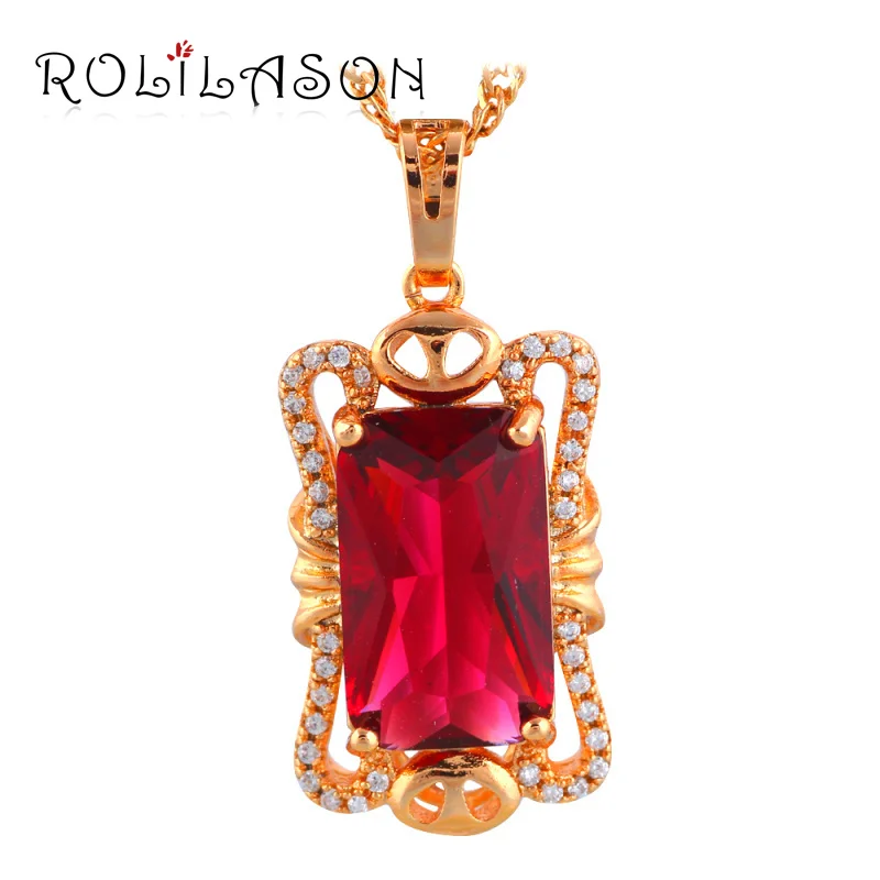 Rolilason Замечательный зеленый золотой тон Модные украшения кулон и розничная LNS639 для Для женщин - Окраска металла: LNS636 Rose