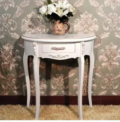 Luxury hall entrance half round table European ivory white entrance table side table simple modern entrance cabinet. Luxury hall entrance half round table European ivory white entrance table side table simple modern entrance cabinet.