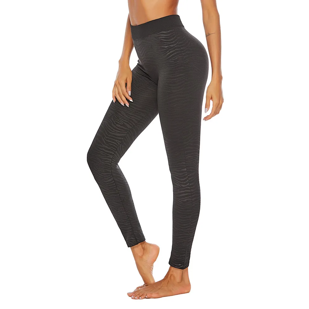 SAGACE женские бесшовные с высокой талией однотонные штаны для йоги спортивные тренировочные легинсы для фитнеса для женщин сексуальная леопардовая кожа - Цвет: Черный