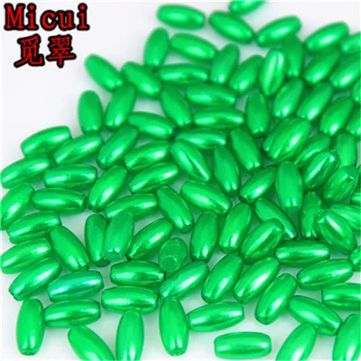 Micui 200pcs/lot 4*8mm Oval Shape Imitation Pearls Beads Crafts Decoration for DIY Bracelets Necklaces clothing Making MC539 - Цвет: Dark green