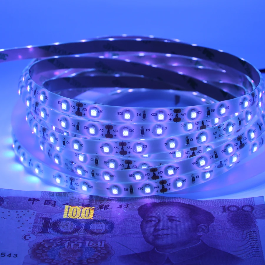 5m 3528 5050 SMD чип УФ светодиодная лента светильник водить 60leds 120 светодиоды водонепроницаемый ультрафиолетового 395-410nm AC/DC 12V Led rope ленты лампы шкаф настенный светильник