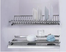 Embedded Dish Drainer 2 Tier Stainless Steel Plate Bowl Cup Drying