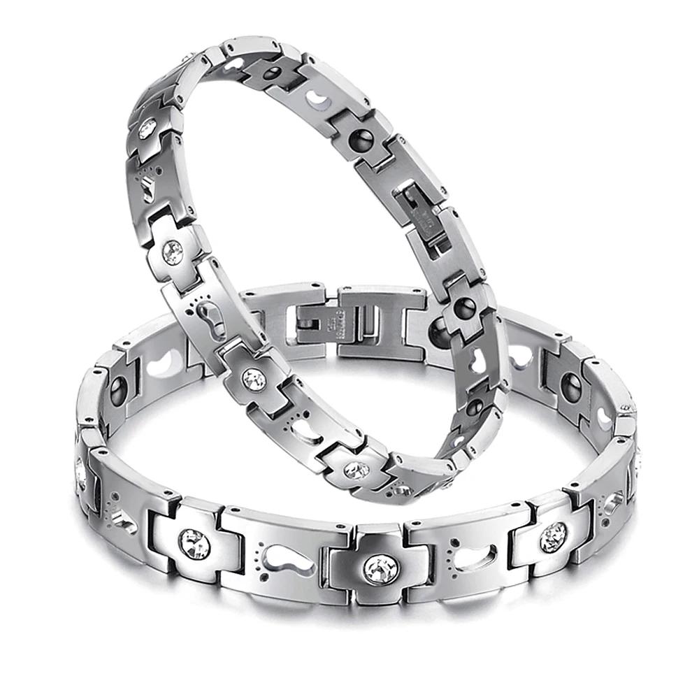 Buy Stainless steel couple bracelet designer cubic zircon jewelry fashion