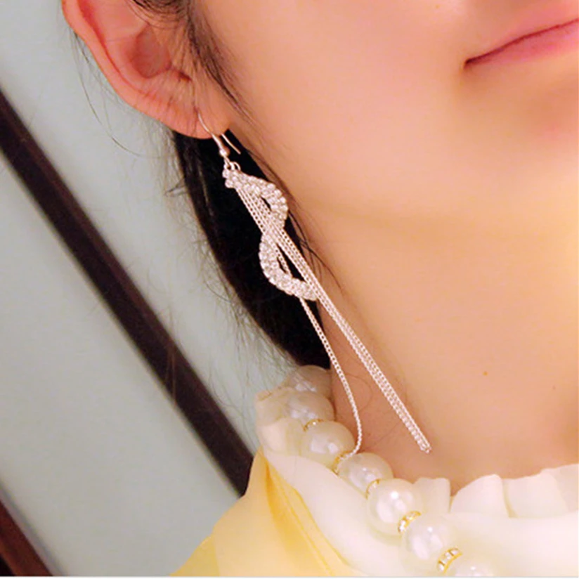 

Korea exaggerated S-shaped earrings long section absolutely beautiful unique design fine jewelry ear