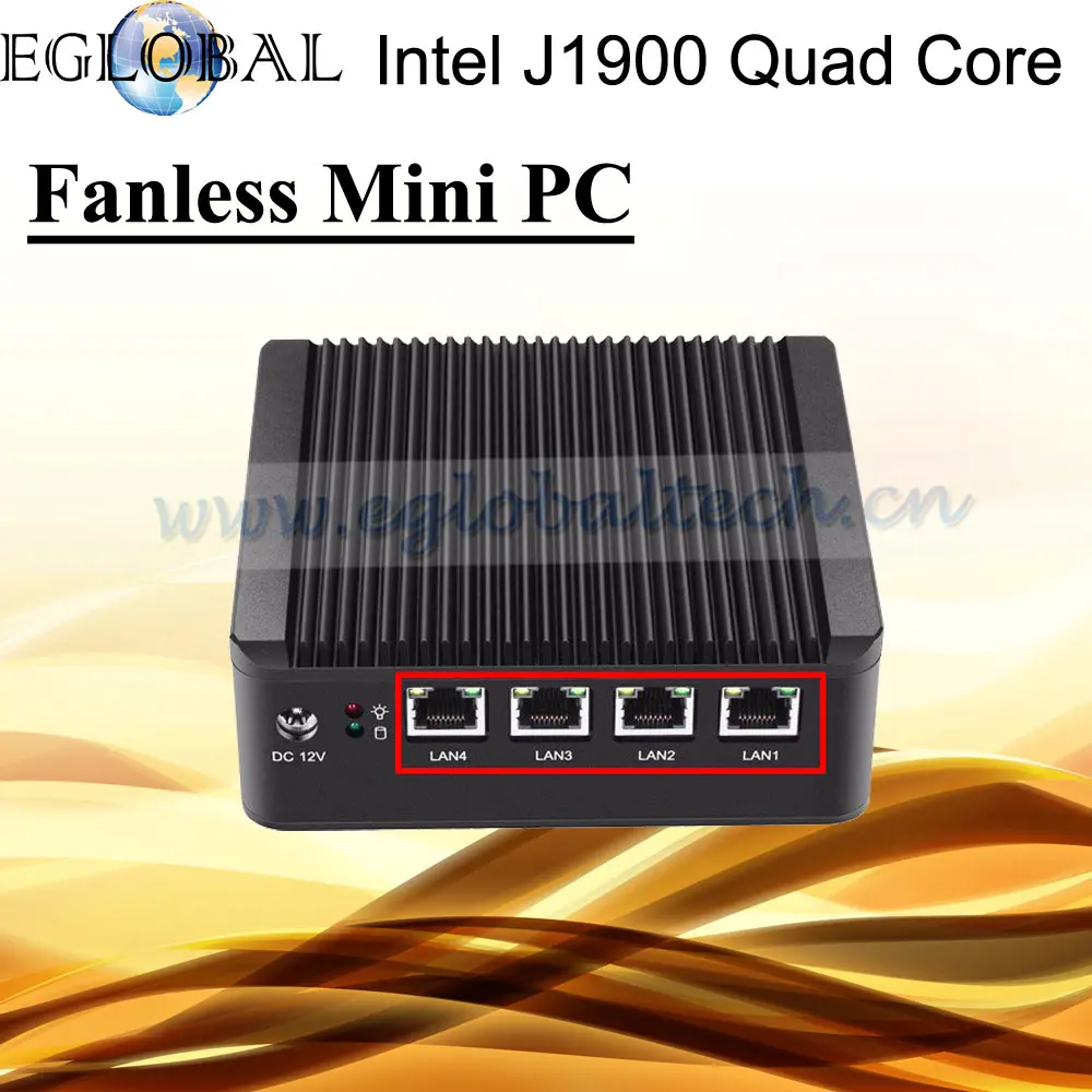 Barebone Mini PC X86 J1900 Quad Core 4*GBE Lan Mini Desktop Computer 1*VGA Pfsense firewall Multi-function Router for RTC WOL
