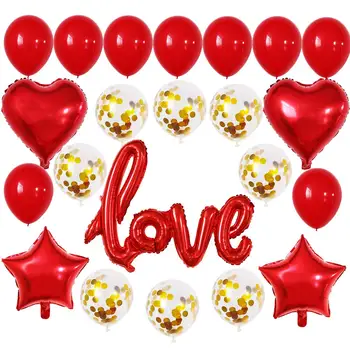 

I LOU YOU Foil Balloons,23 Pcs Red Balloon Set for Valentine's Day Propose Weedding Decorations Party Supplies.